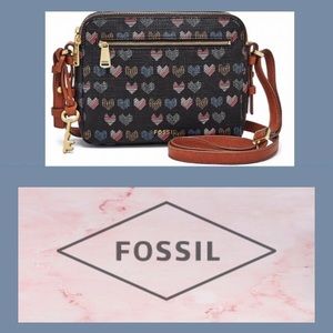 FOSSIL Multi-Colored heart print crossbody